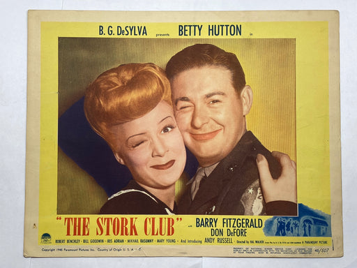 1945 The Stork Club #6 Lobby Card 11x14 Betty Hutton Barry Fitzgerald Don DeFore   - TvMovieCards.com