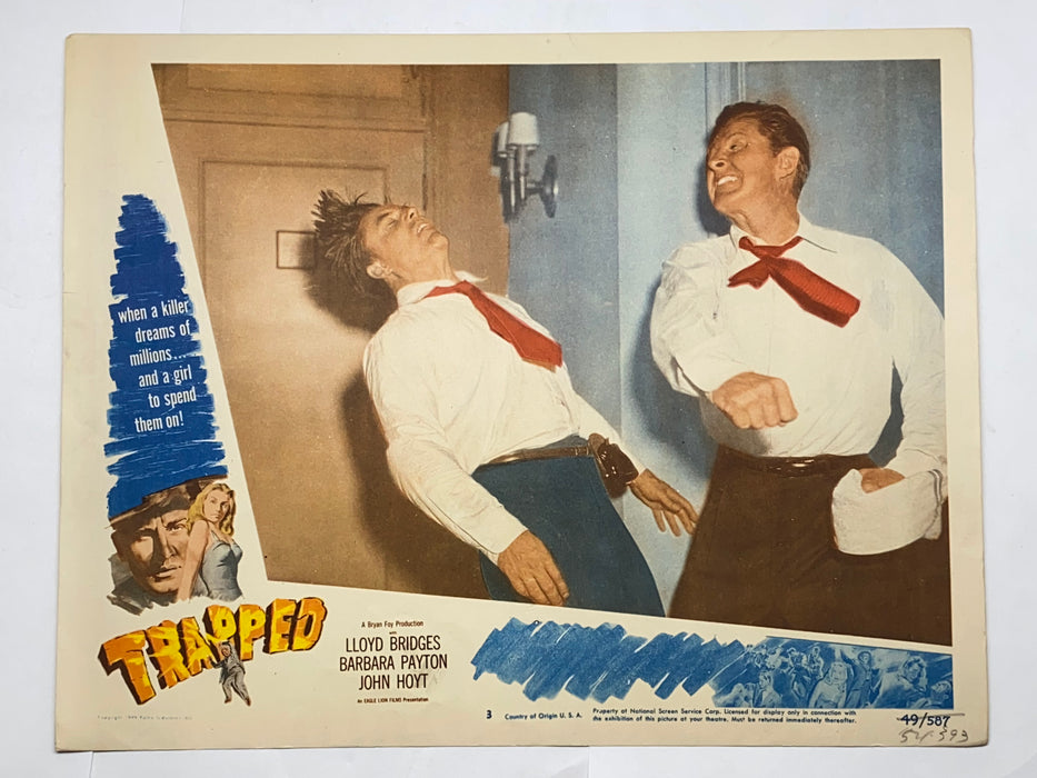 1949 Trapped #3 Lobby Card 11x14 Lloyd Bridges Barbara Payton John Hoyt   - TvMovieCards.com