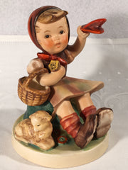 Goebel Hummel TMK3 #65/I "Farewell" (Girl Waving with Lamb) 4.5" Tall   - TvMovieCards.com