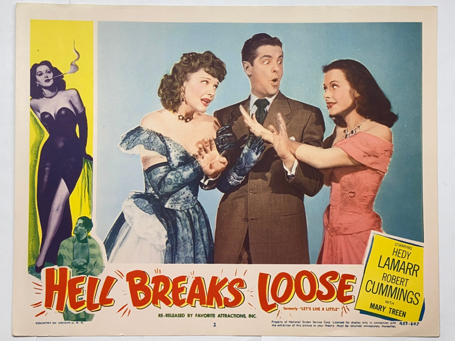 1948 Hell Breaks Loose Lobby Card 11 x 14 Hedy Lamarr Robert Cummings Anna Sten   - TvMovieCards.com