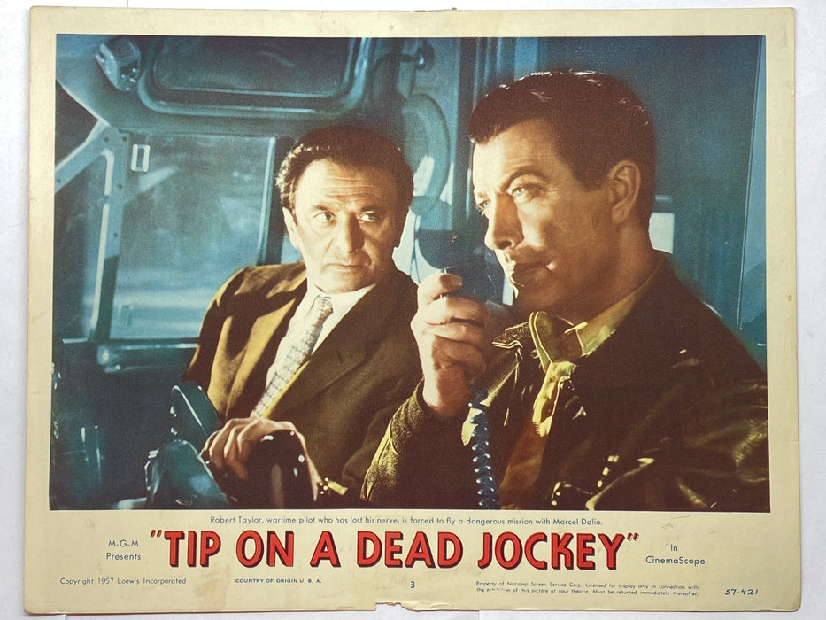 1957 Tip On A Dead Jockey #3 Lobby Card 11x14 Robert Taylor Dorothy Malone Gia Scala   - TvMovieCards.com