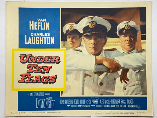 1960 Under Ten Flags #7 Lobby Card 11x14 Van Heflin Charles Laughton   - TvMovieCards.com