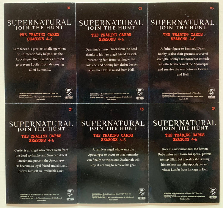 2016 Supernatural Seasons 4-6 Red Foil Parallel Character Chase Card Set C1-C6   - TvMovieCards.com