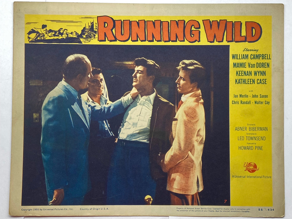 1955 Running Wild #7 Lobby Card 11x14 William Campbell Mamie Van Doren   - TvMovieCards.com