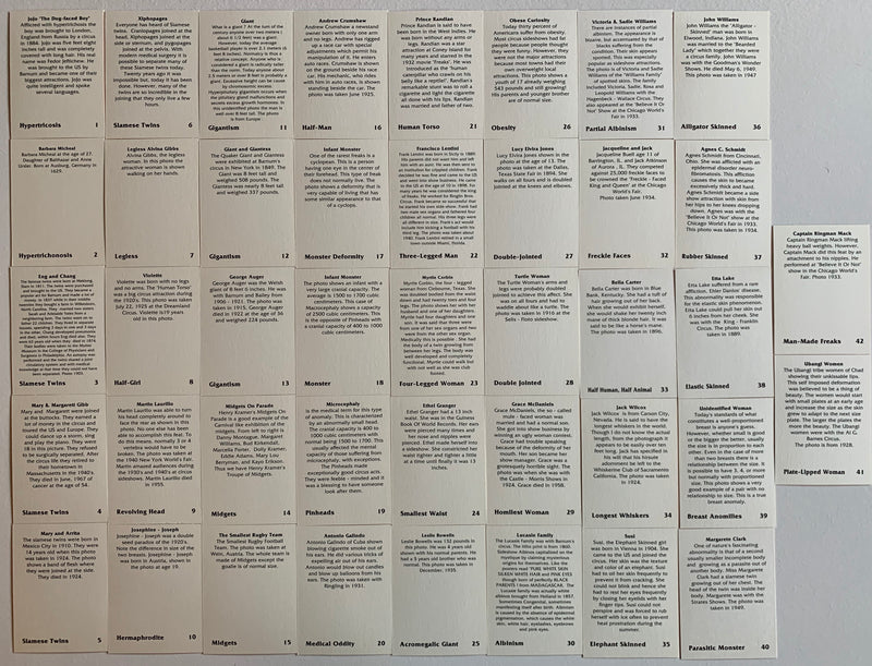 Human Freaks and Oddities Series 1 Factory Boxed Card Set 42 Cards 1991   - TvMovieCards.com