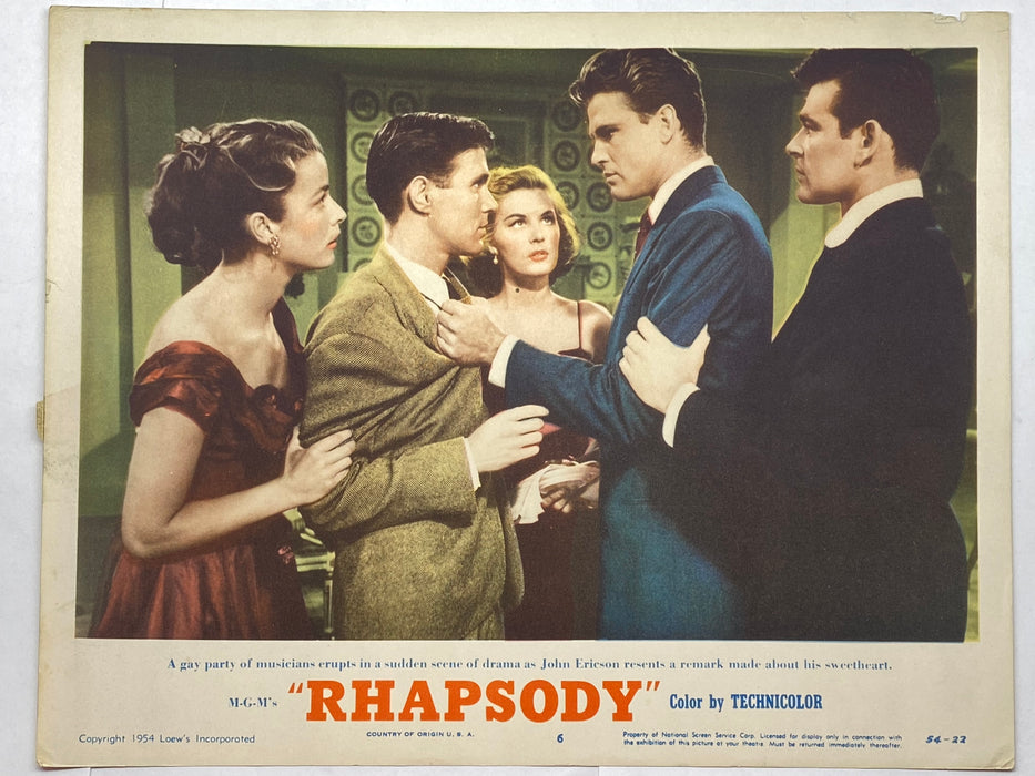 1954 Rhapsody #6 Lobby Card 11x14 Elizabeth Taylor Vittorio Gassman John Ericson   - TvMovieCards.com