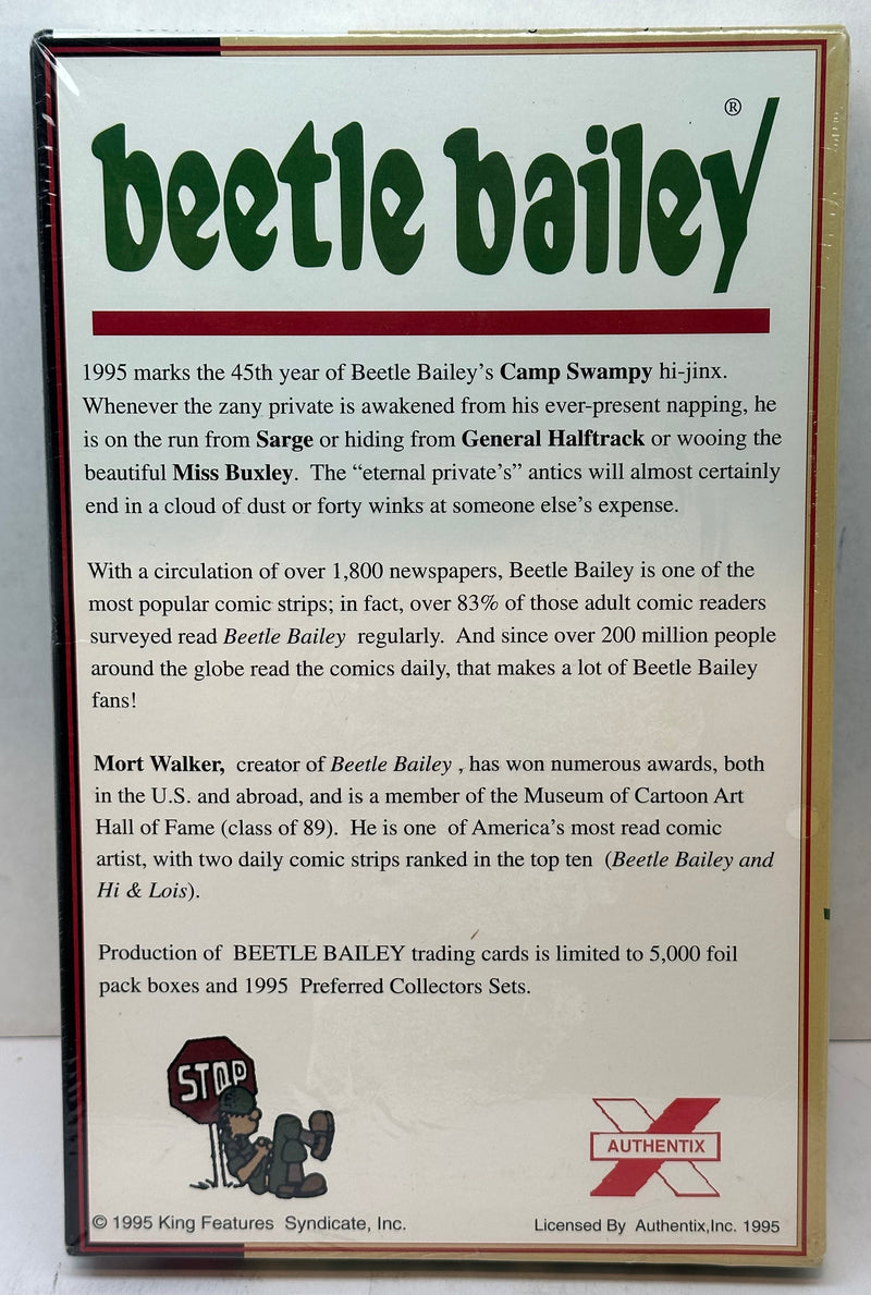 1995 Beetle Bailey Vintage Trading Card Box Sealed 36 Packs Authentix   - TvMovieCards.com