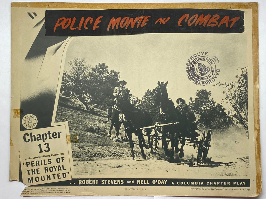 1942 Perils of the Royal Mounted Lobby Card 11x14 Robert Kellard Nell O'Day   - TvMovieCards.com