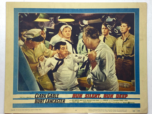 Original 1958 - Run Silent Run Deep #8 Lobby Card - Clark Gable Burt Lancaster   - TvMovieCards.com