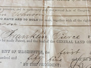 Original 1855 Signature Franklin Pierce 14th President United States Land Grant   - TvMovieCards.com