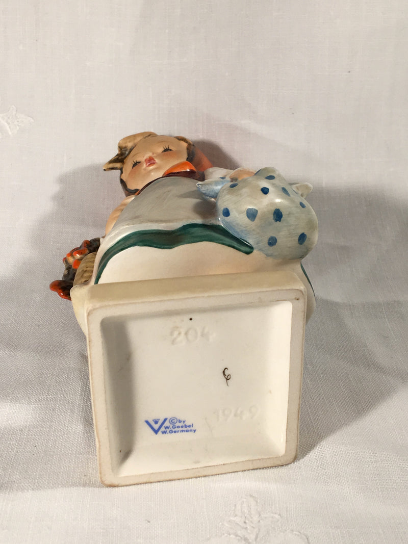 Goebel Hummel TMK4 #204 "Weary Wanderer" (Girl with Flowers) 5.75" Tall   - TvMovieCards.com