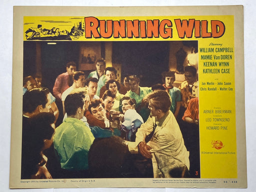 1955 Running Wild #3 Lobby Card 11x14 William Campbell Mamie Van Doren   - TvMovieCards.com