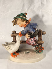 Goebel Hummel Figurine TMK5 #195/I "Barnyard Hero" (Boy Goose) 5.75" Tall   - TvMovieCards.com
