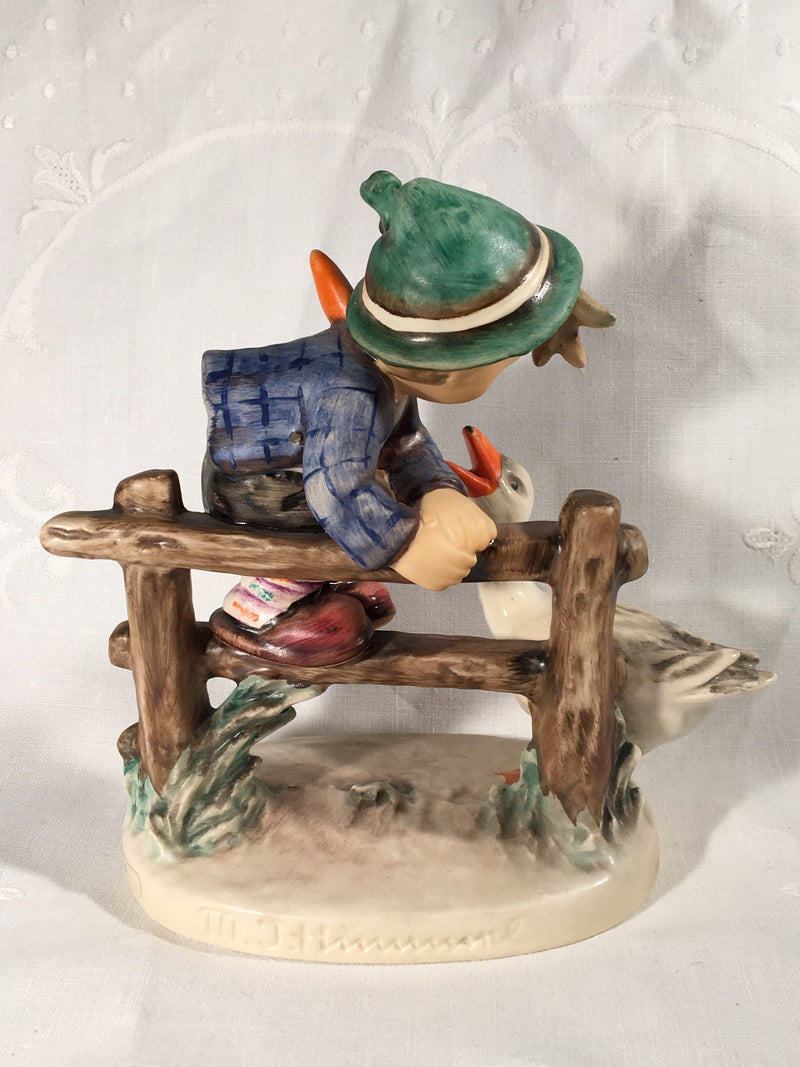 Goebel Hummel Figurine TMK5 #195/I "Barnyard Hero" (Boy Goose) 5.75" Tall   - TvMovieCards.com