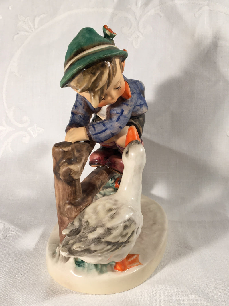 Goebel Hummel Figurine TMK5 #195/I "Barnyard Hero" (Boy Goose) 5.75" Tall   - TvMovieCards.com