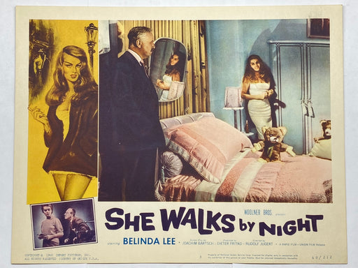 1959 She Walks by Night #3 Lobby Card 11x14 Belinda Lee Walter Rilla Karl Lieffe   - TvMovieCards.com