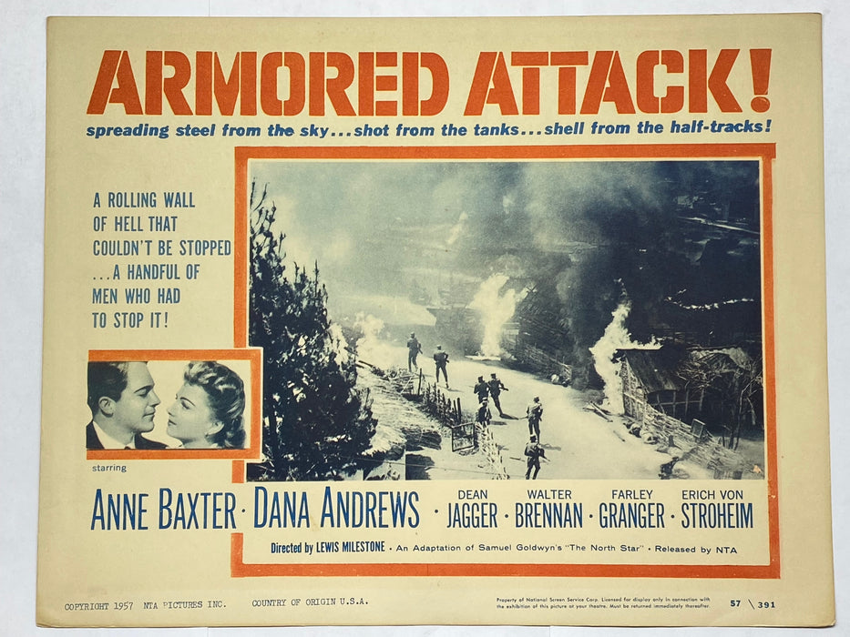 1957 Armored Attack! Lobby Card 11x14 Anne Baxter Dana Andrews Dean Jagger   - TvMovieCards.com