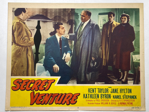 1955 Secret Venture #3 Lobby Card 11x14 Kent Taylor Jane Hylton Kathleen Byron   - TvMovieCards.com