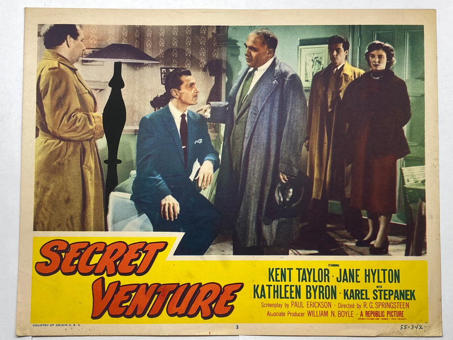 1955 Secret Venture #3 Lobby Card 11x14 Kent Taylor Jane Hylton Kathleen Byron   - TvMovieCards.com