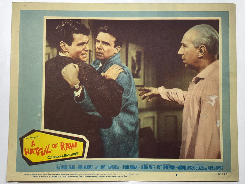 1957 A Hatful of Rain #4 Lobby Card 11x14 Eva Marie Saint Don Murray Anthony Fra - TvMovieCards.com