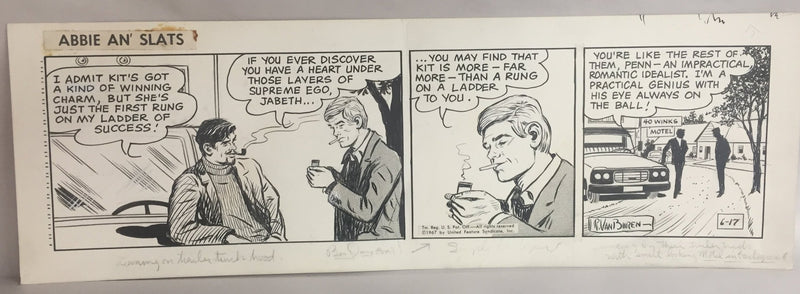 Abbie An' Slats Daily Comic Strip Original Art by Raeburn Van Buren 6-17-1967   - TvMovieCards.com