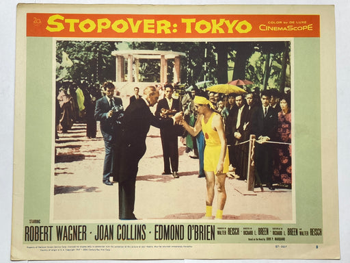 1957 Stopover Tokyo #8 Lobby Card 11x14 Robert Wagner Joan Collins O'Brien   - TvMovieCards.com