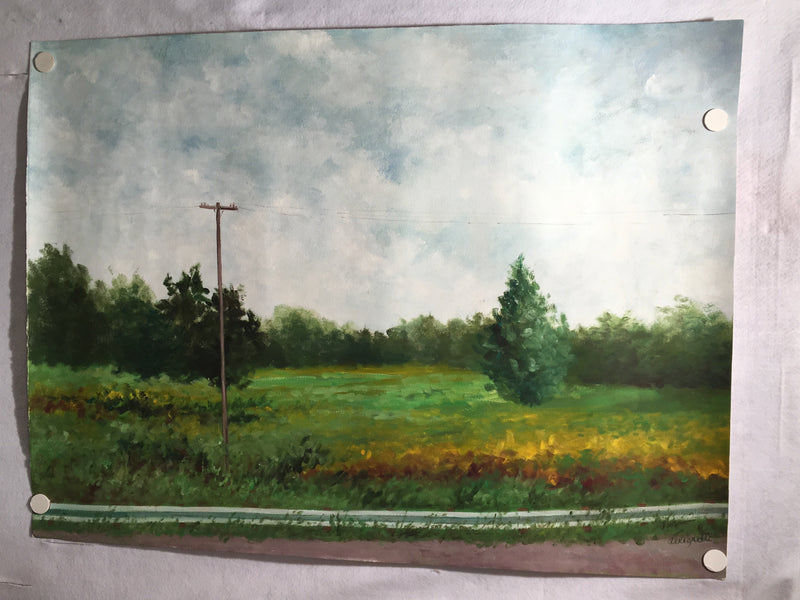 MARJORIE ALLEGRETTI (20TH CENTURY) Rural Roadside Landscape Oil on Paper Signed   - TvMovieCards.com