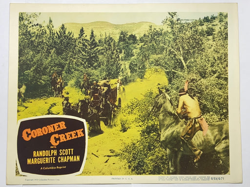 1953R Coroner Creek Lobby Card 11x14 Randolph Scott Marguerite Chapman   - TvMovieCards.com
