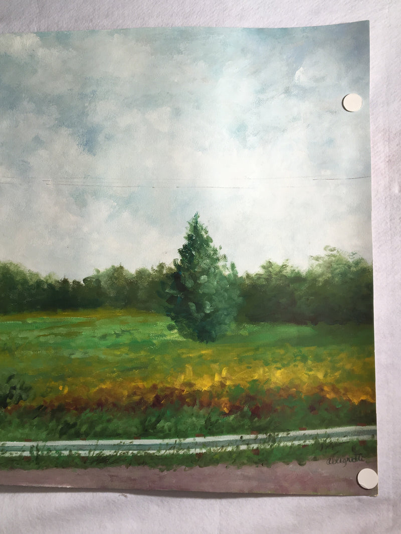 MARJORIE ALLEGRETTI (20TH CENTURY) Rural Roadside Landscape Oil on Paper Signed   - TvMovieCards.com