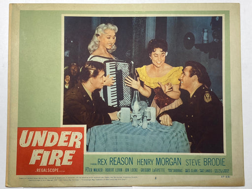 1957 Under Fire #2 Lobby Card 11x14 Rex Reason Harry Morgan Steve Brodie   - TvMovieCards.com