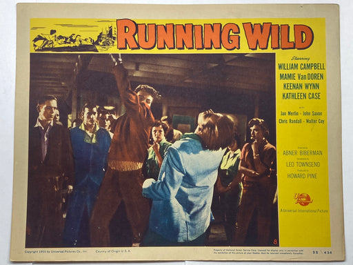 1955 Running Wild #8 Lobby Card 11x14 William Campbell Mamie Van Doren   - TvMovieCards.com