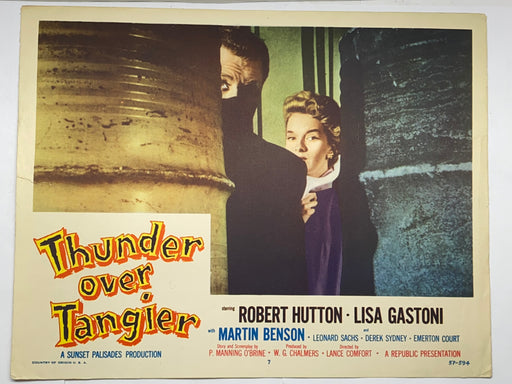 1957 Thunder Over Tangier #7 Lobby Card 11x14 Robert Hutton Lisa Gastoniv Martin   - TvMovieCards.com