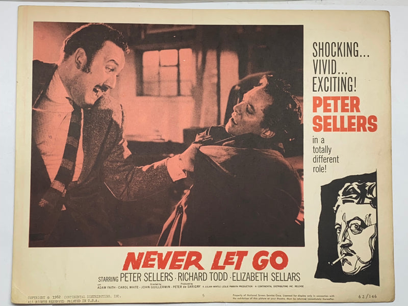 1962 Never Let Go #5 Lobby Card 11x14 Richard Todd Peter Sellers Elizabeth Sella - TvMovieCards.com