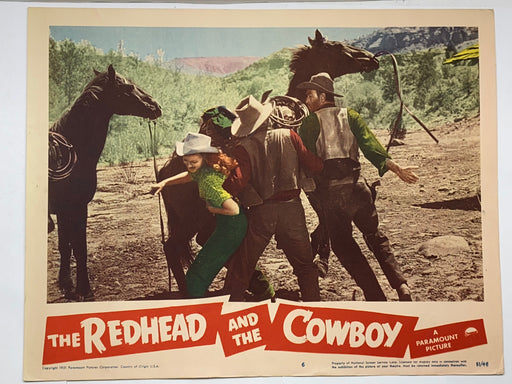 1951 The Redhead and the Cowboy #6 Lobby Card 11x14 Glenn Ford Rhonda Fleming   - TvMovieCards.com