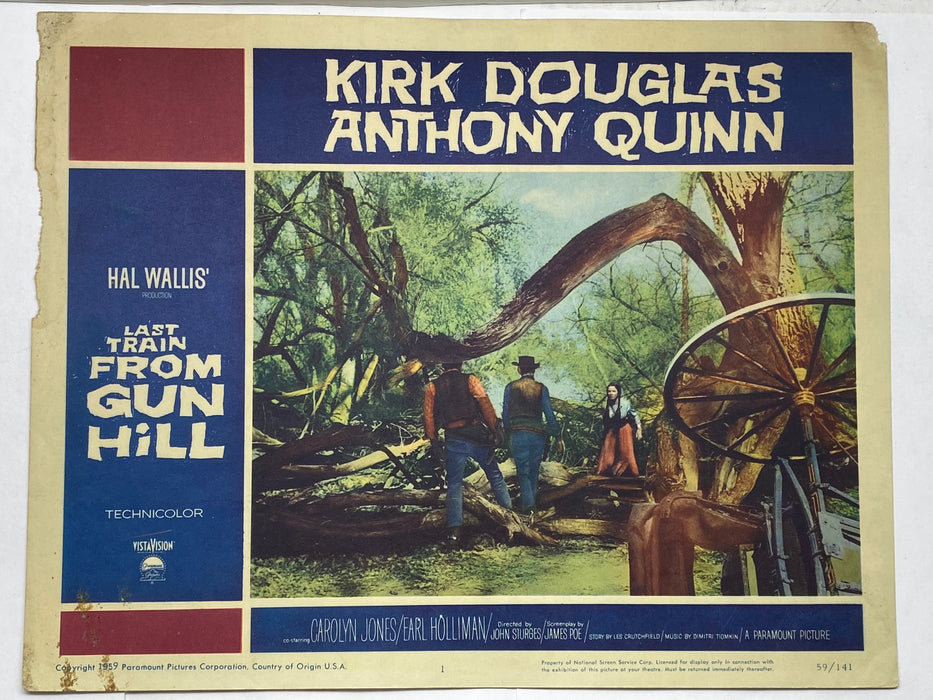 1959 Last Train from Gun Hill #1 Lobby Card 11x14 Kirk Douglas Anthony Quinn Car   - TvMovieCards.com