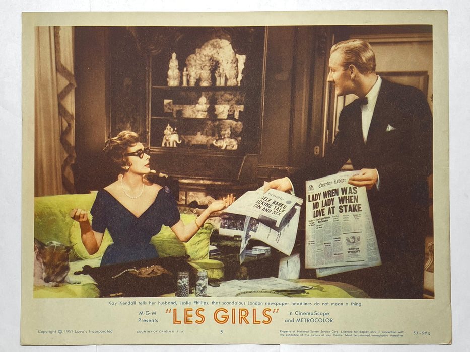 1957 Les Girls #3 Lobby Card 11x14 Gene Kelly Mitzi Gaynor Kay Kendall   - TvMovieCards.com
