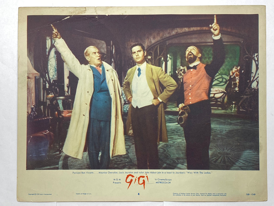 1958 Gigi #4 Lobby Card 11x14 Leslie Caron, Maurice Chevalier, Louis Jourdan   - TvMovieCards.com