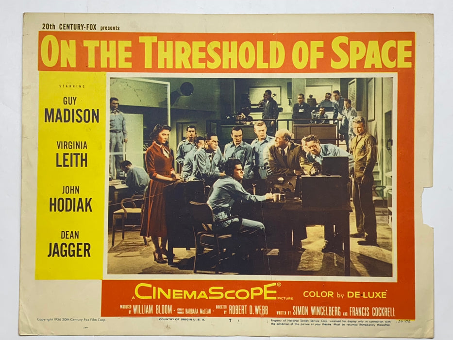 1956 On the Threshold of Space #7 Lobby Card 11x14 Guy Madison Virginia Leith   - TvMovieCards.com