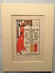 Les Affiches Etrangeres "Pseudonym" Stone Lithograph by Aubrey Beardsley - 1897   - TvMovieCards.com