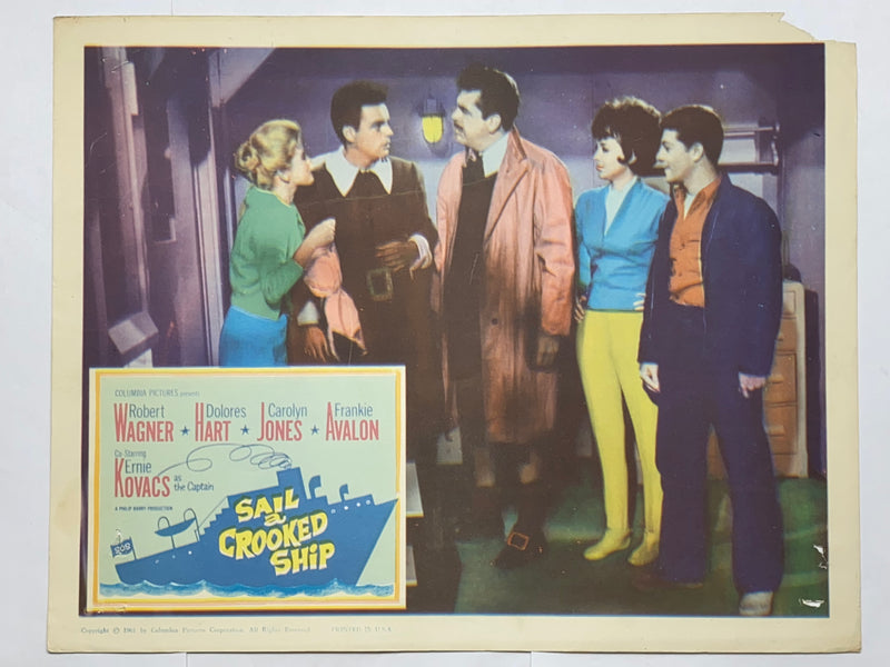 1961 Sail a Crooked Ship Lobby Card 11x14 Robert Wagner Dolores Hart Carolyn Jon - TvMovieCards.com