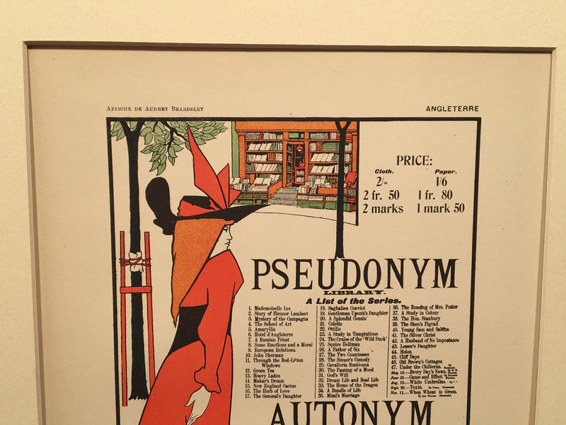 Les Affiches Etrangeres "Pseudonym" Stone Lithograph by Aubrey Beardsley - 1897   - TvMovieCards.com