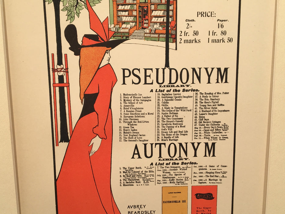 Les Affiches Etrangeres "Pseudonym" Stone Lithograph by Aubrey Beardsley - 1897   - TvMovieCards.com