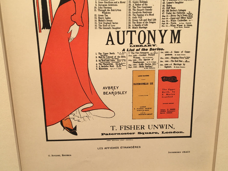 Les Affiches Etrangeres "Pseudonym" Stone Lithograph by Aubrey Beardsley - 1897   - TvMovieCards.com