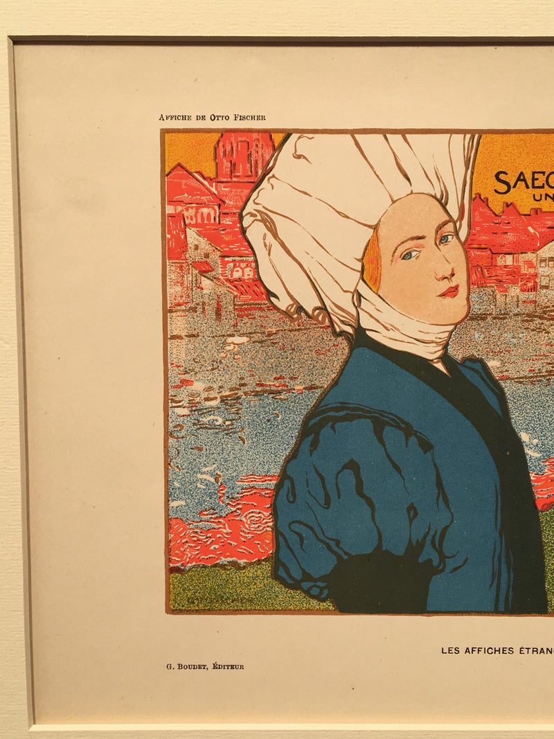 Les Affiches Etrangeres "Alte Stadt" Stone Lithograph by Otto Fischer - 1897   - TvMovieCards.com