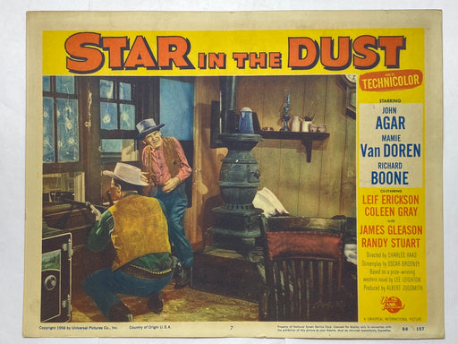 1956 Star in the Dust #7 Lobby Card 11x14 John Agar Mamie Van Doren   - TvMovieCards.com