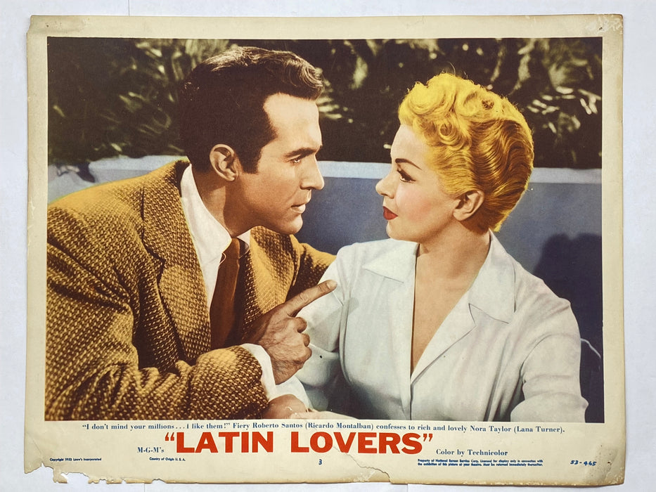 1953 Latin Lovers #3 Lobby Card 11x14 Lana Turner Ricardo Montalban John Lund   - TvMovieCards.com