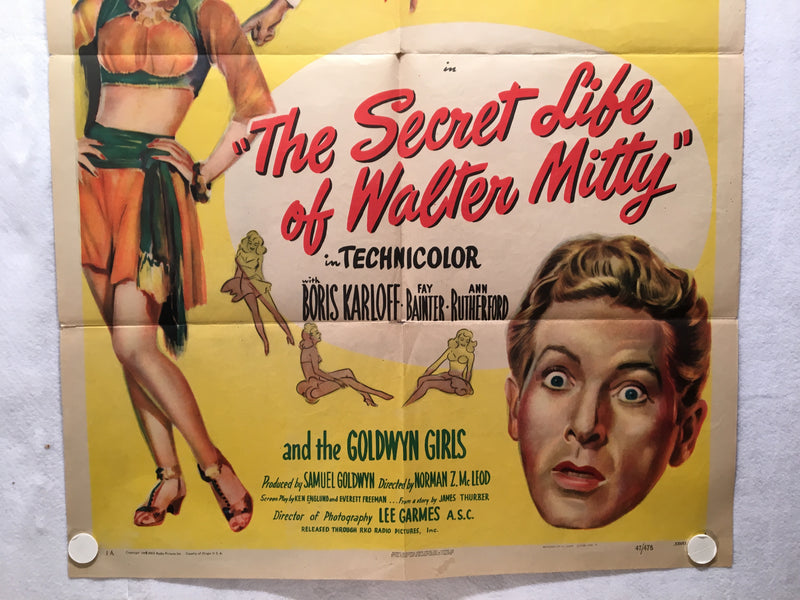 The Secret Life of Walter Mitty 1947 1SH 1 Sheet Movie Poster 27x41   - TvMovieCards.com