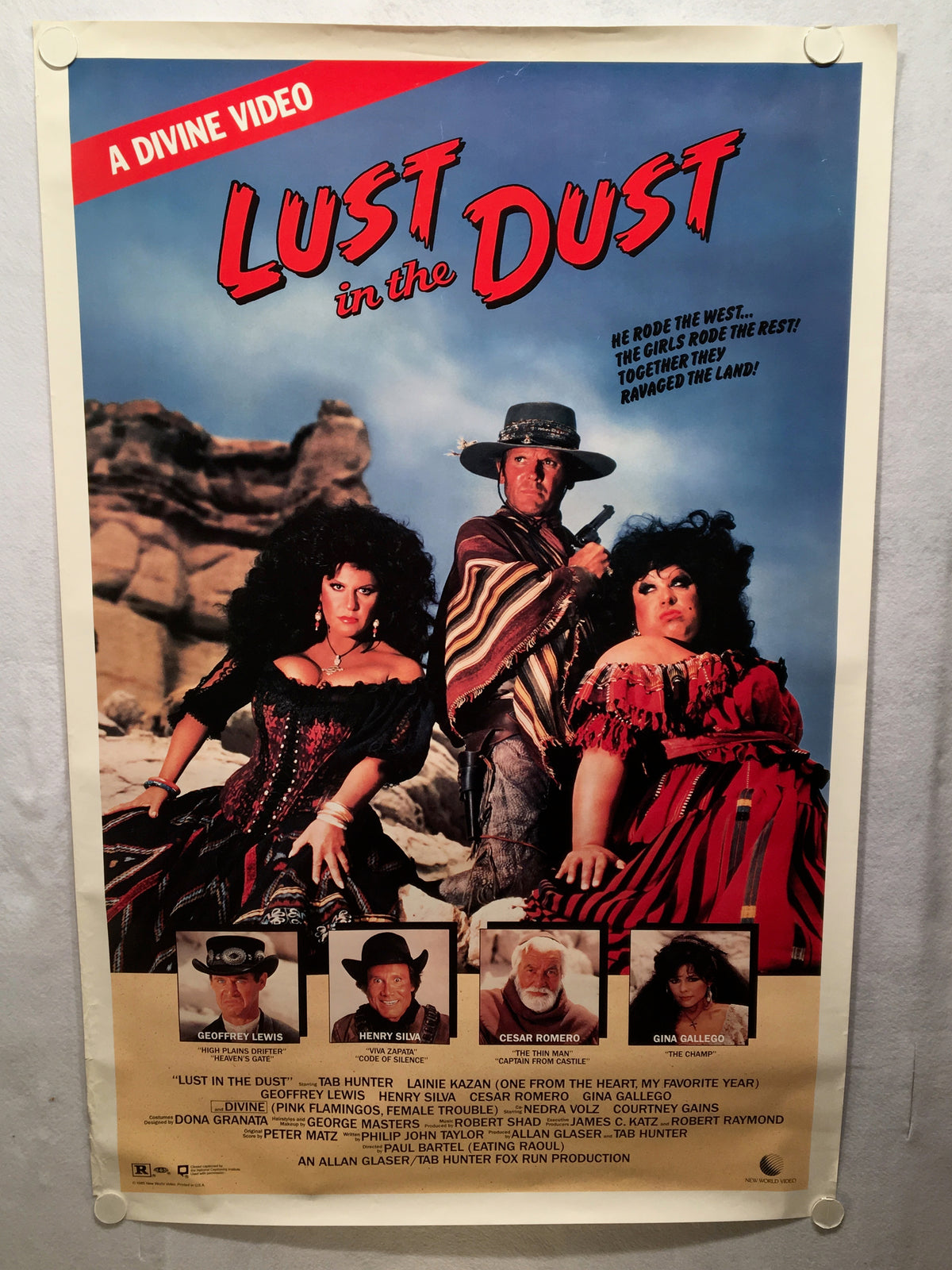 Lust in the Dust 1985 1SH 1 Sheet Movie Poster 27x41 Tab Hunter Divine Kazan