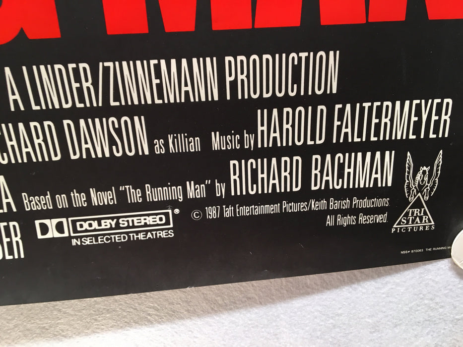 The Running Man 1987 1SH 1 Sheet Movie Poster 27x41 Arnold Schwarzenegger   - TvMovieCards.com