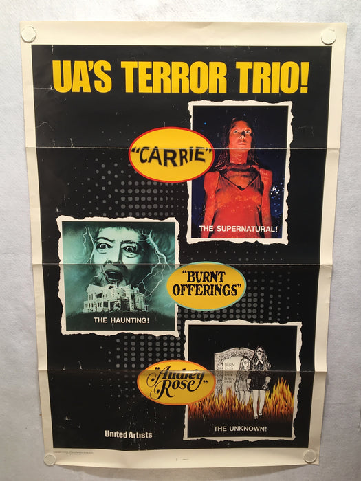 UA's Terror Trio 1977 1SH 1 Sheet Movie Poster 27x41 Carrie, Burnt, Audrey Rose   - TvMovieCards.com